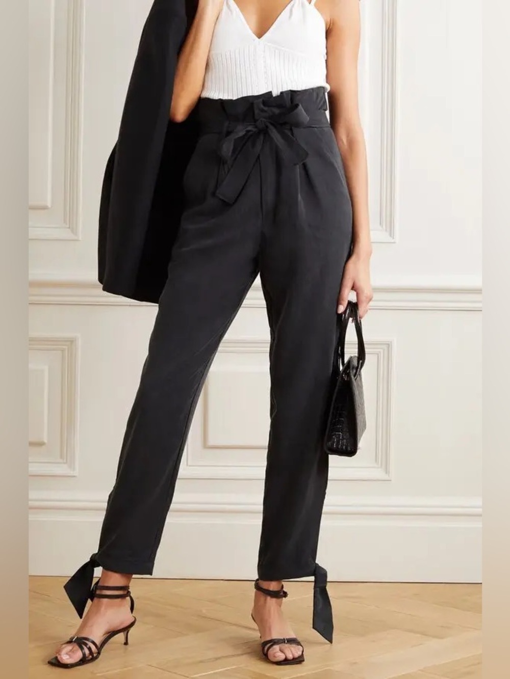 Reformation Avalon Tie Waist Pants Charcoal Size 2